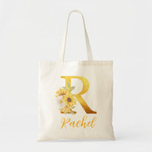 Golden Floral Letter R Monogram Gastgeschenk Hochz