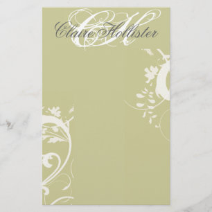 Golden Floral Mit Monogramm Wirbel Feminine Briefpapier