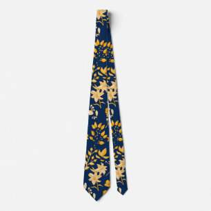 Golden Floral Muster für Herbst.2 DBlue BG Krawatte