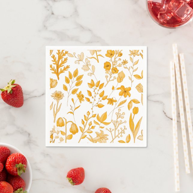 Golden Floral Muster für Herbst Serviette (Beispiel)