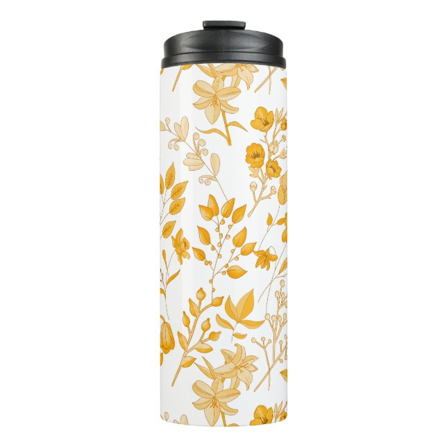 Golden Floral Muster für Herbst Thermosbecher (Vorderseite)