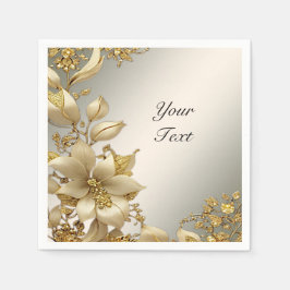 Golden Floral Napkins Serviette