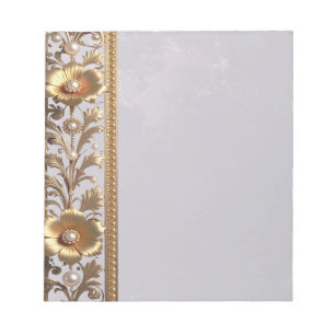 Golden Floral Ornament Notizblock