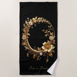 Golden Floral Ornate Beach Towel Strandtuch