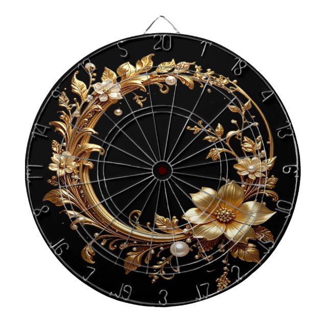 Golden Floral Ornate Dartboard Dartscheibe (vorne)