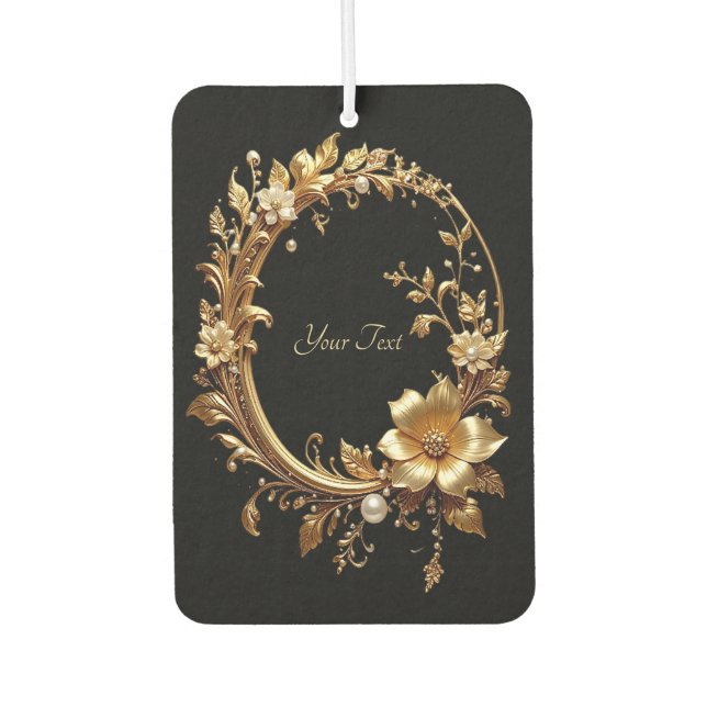 Golden Floral Ornate Frame Air Freshener Autolufterfrischer (Vorderseite)