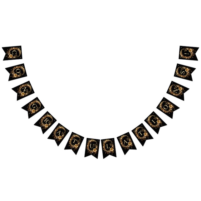 Golden Floral Ornate Frame Bunting Flag Wimpelkette (Alle)