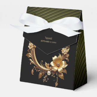 Golden Floral Ornate Frame Favor Box Geschenkschachtel