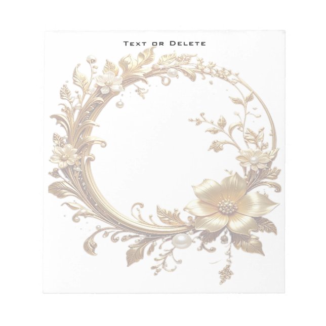 Golden Floral Ornate Frame Notepad Notizblock (Vorderseite)