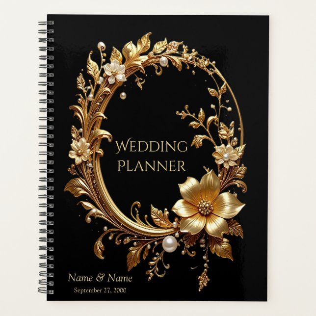 Golden Floral Ornate Frame Planner Planer (Vorderseite)