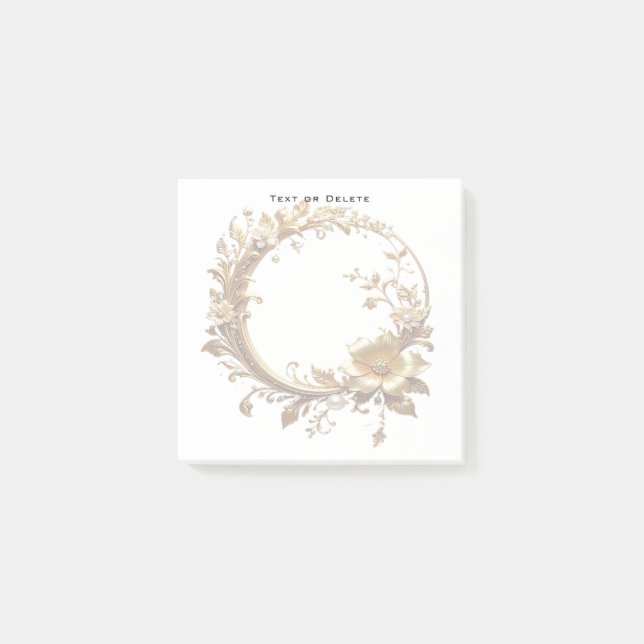 Golden Floral Ornate Frame Post it Notes Post-it Klebezettel (Vorderseite)