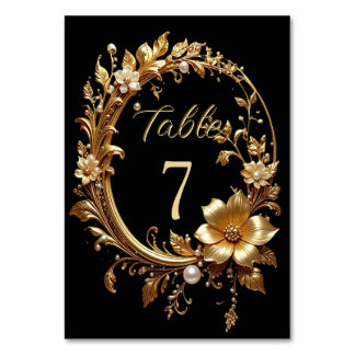 Golden Floral Ornate Frame Table Number Tischnummer