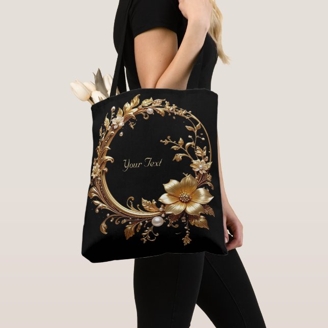 Golden Floral Ornate Frame Tote Bag (Von Nahem)