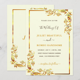 Golden Floral Rahmen Hochzeitsempfang Luxury Gold