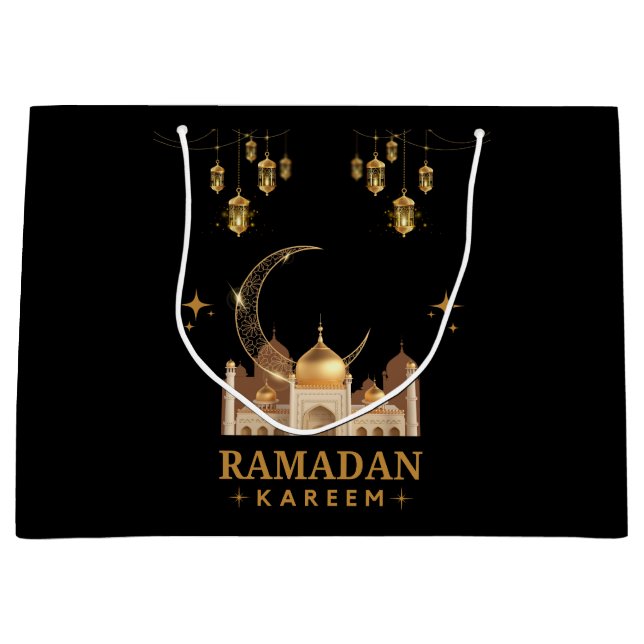 Golden Floral Ramadan Kareem Celebration Große Geschenktüte (Vorderseite)