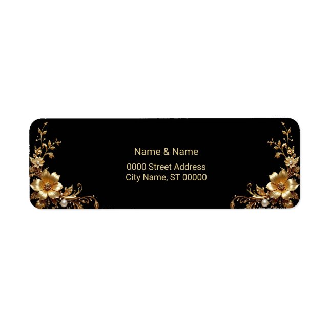 Golden Floral Return Address Label (Vorne)