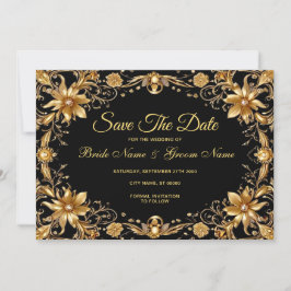 Golden Floral Save the Date