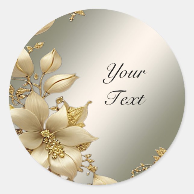 Golden Floral Sticker (Vorderseite)