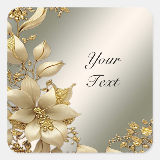 Golden Floral Sticker (Vorderseite)