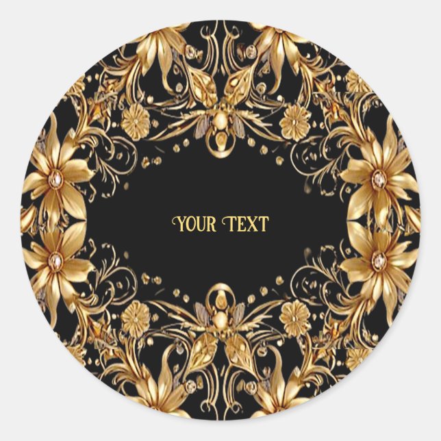 Golden Floral Sticker (Vorderseite)