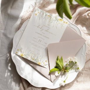 Golden Floral Wildblume Grenz Kinderdusche Einladung