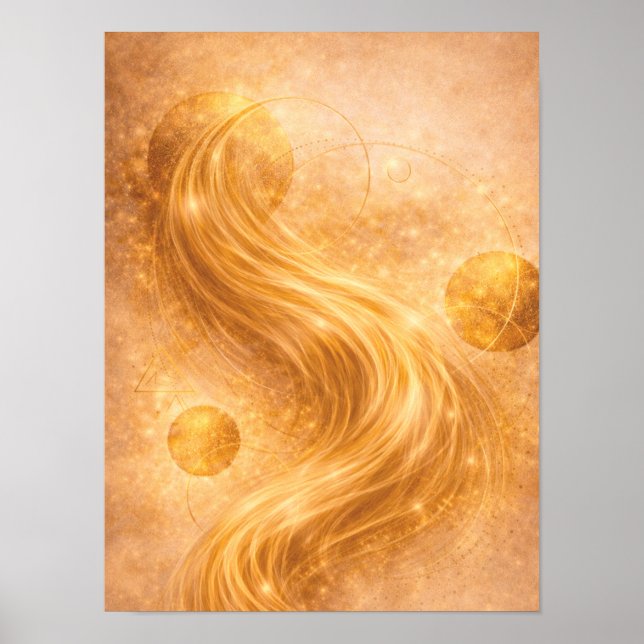 Golden Flow Abstract Wall Art – Luxury Gold Energy Poster (Vorne)