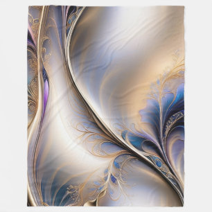 Golden Flow - Abstrakte blaue und goldene Fluidkun Fleecedecke