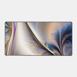 Golden Flow - Abstrakte blaue und goldene Fluidkun Schreibtischunterlage