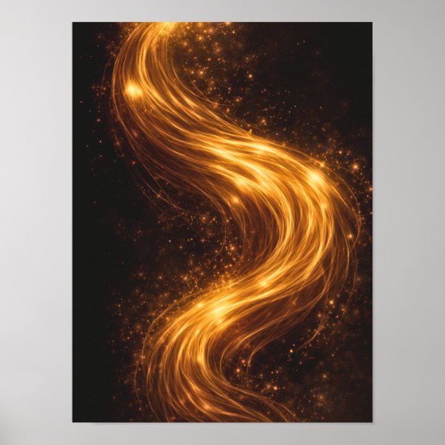 Golden Flow Dark Abstract Wall Art – Luxury Gold  Poster (Vorne)