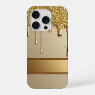✨ Golden Flow Luxe Glitter Rahmen Tropfend 💎🌟 iPhone 15 Pro Hülle