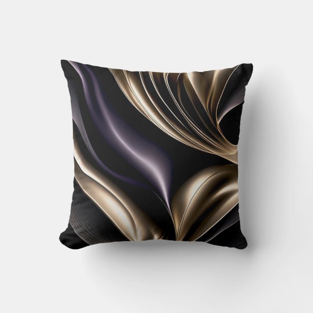 Golden Flow - Luxurious Black and Gold Abstract Kissen (Vorderseite)