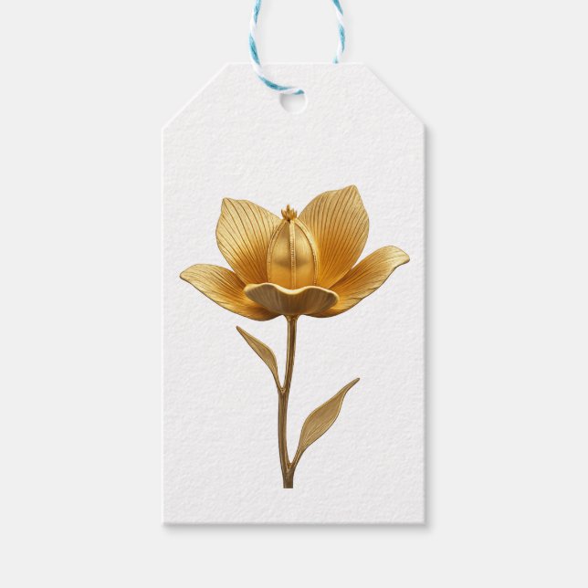 Golden Flower Gift Tag Geschenkanhänger (Vorderseite)