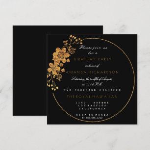 Golden Foil Floral Glam Vip Geburtstagsparty Einladung