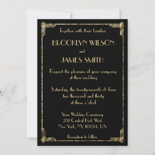 Golden Foil Gatsby Art Deco Hochzeit Einladung