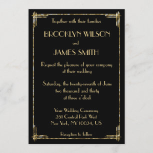 Golden Foil Gatsby Art Deco Hochzeit Einladung