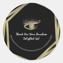 Golden Foil Geometric Lash Beauty Salon Business Runder Aufkleber
