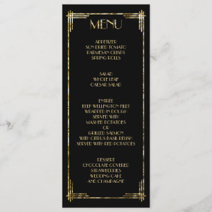 Golden Foil Great Gatsby Art Deco Hochzeitsmenü Sc Menükarte