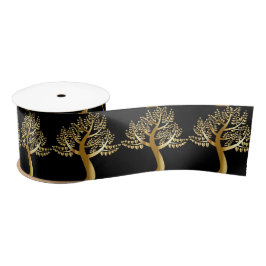 Golden Foil like Tree Gold Hearts Blätter Night Sk Satinband