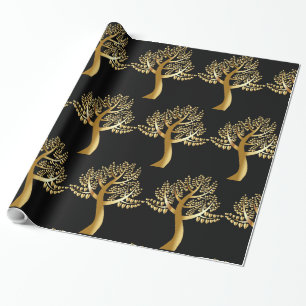 Golden Foil like Tree mit goldenen Herzen Geschenkpapier