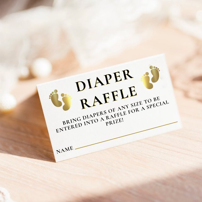 Golden Footprint Windeln Raffle Baby Dusche Begleitkarte (Golden Footprint Diaper Raffle Baby Shower Enclosure Card)