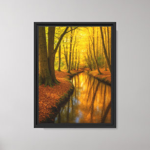 Golden Forest Stream im Friedlichen Herbstlicht Leinwanddruck