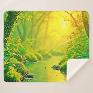 Golden Forest Stream Peaceful Art Sherpadecke