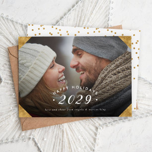 Golden Foto Overlay Happy Holidays Flat Feiertagskarte