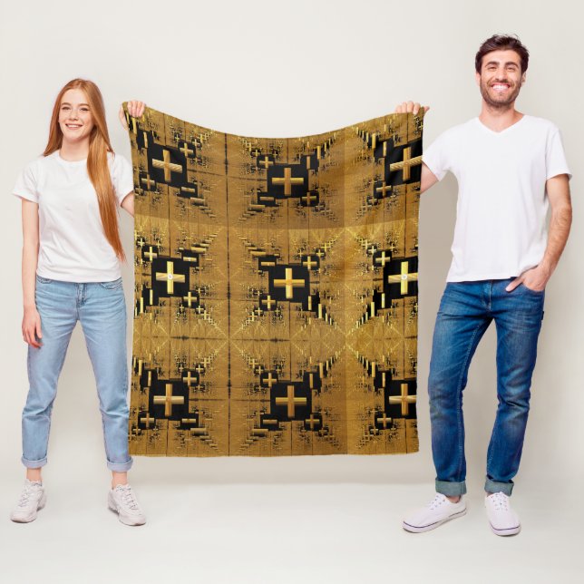Golden Fraktal Crosses Fleecedecke (Beispiel)