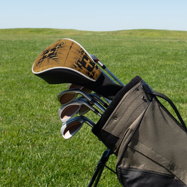 Golden Fraktal Crosses Golf Headcover (In SItu)
