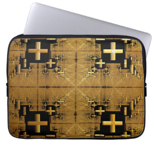 Golden Fraktal Crosses Laptopschutzhülle