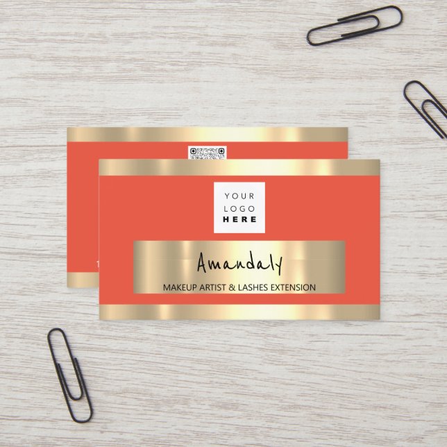 Golden Frame Fashion Boutique Shop QR CODE Logo Visitenkarte (Vorderseite/Rückseite Beispiel)