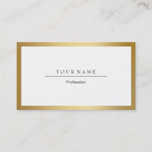 Golden Frame Minimal White Metallic Business Card Visitenkarte