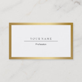 Golden Frame Minimal White Metallic Business Card Visitenkarte