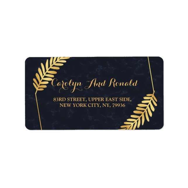 Golden Frame Navy-Back Adressaufkleber (Vorne)